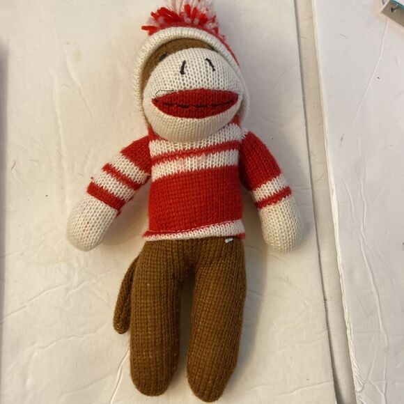Baby starter Sock monkey blankie rattles 11x11 blanket bonus - Picture 3 of 3